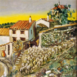 Rebaño de Tiburcio,Olmeda de las Fuentes, 1976, oleo lienzo, 81 x 100 cm. 